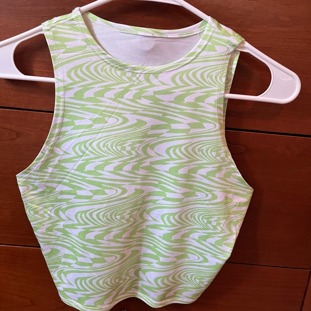 Green and white zebra print summer tank top!